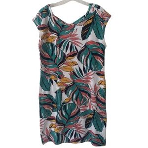 NWOT TALBOTS | Tropical 50 UPF Monstera Leaf Print Multicolor Beach Swim Dress